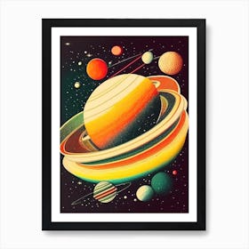 Asteroid Belt Vintage Sketch Space Art Print