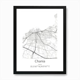 Chania,Greece Minimalist Map Art Print