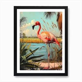 Greater Flamingo Camargue Provence France Tropical Illustration 9 Art Print