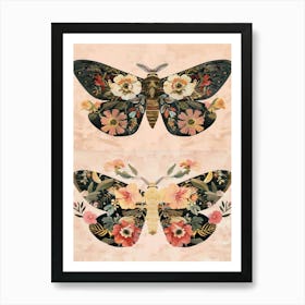 Pink Shades Butterfly William Morris Style 1 Art Print