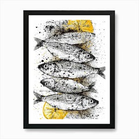 Sardines art with lemon Art Print