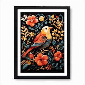 Folk Bird Illustration European Robin 3 Art Print