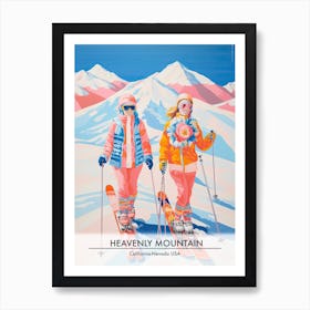 Heavenly Mountain   California Nevada Usa, Ski Resort Poster Illustration 3 Art Print