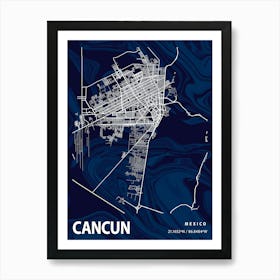Cancun Crocus Marble Map Art Print