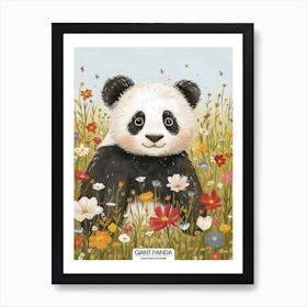 Giant Panda In A Field Of Flowers Poster 2 Art Print