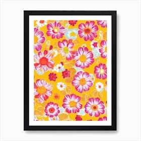 Anemone Floral Print Retro Pattern1 Flower Art Print