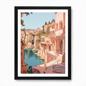 Antalya Turkey 7 Vintage Pink Travel Illustration Art Print