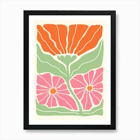 Retro Pastel Flower Art Print