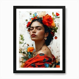 Mexican woman portrait painting 1 Art Print