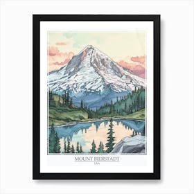 Mount Bierstadt Usa Color Line Drawing 5 Poster Art Print