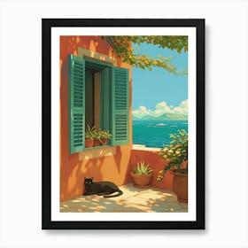 Open Window Overlooking Amalfi Coast Art Print