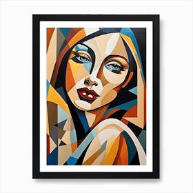 Woman Portrait Cubism Pablo Picasso Style (12) Art Print
