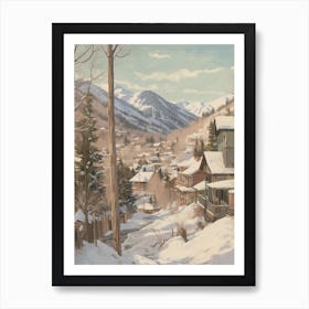 Vintage Winter Illustration Aspen Colorado 1 Art Print