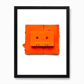 Cassette - Orange on Orange & White Art Print