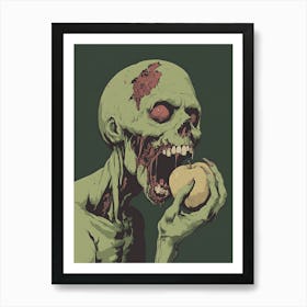 Scary Zombie Eating An Apple Art Print