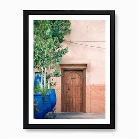 Marrakech Wooden Door On Coral Wall Art Print