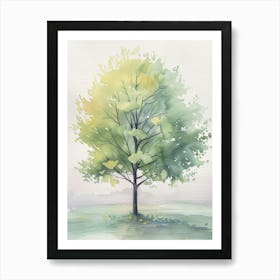 Ginkgo Tree Atmospheric Watercolour Painting 1 Art Print