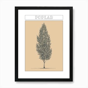 Poplar Tree Minimalistic Drawing 4 Poster Art Print