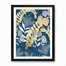 Gold Floral Pattern Art Print