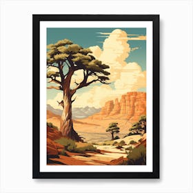  Retro Illustration Of A Joshua Trees In Mountains 4 Art Print