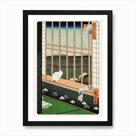 Japanese Cat in a Window Art Print