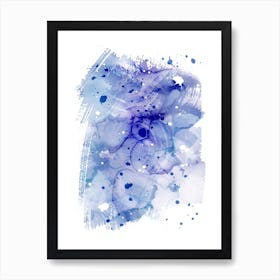 Blue Ink Smudge Art Print