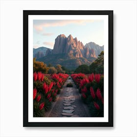 Red Flowers In The Desert Art Print