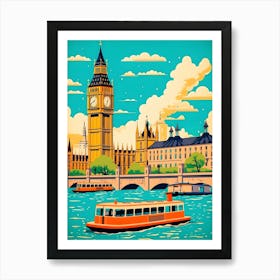 London Retro Vintage Travel Art Print