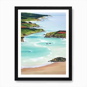 Fistral Beach, Cornwall Contemporary Illustration 2  Art Print