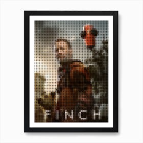 Finch In A Pixel Dots Art Style Art Print