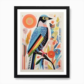Colourful Scandi Bird Falcon 2 Art Print