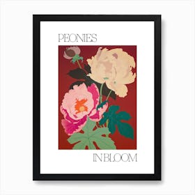 Peonies In Bloom Flowers Bold Illustration 3 Art Print