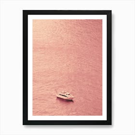 Boat Ship Sea Water Ocean Pink Beige Coral Terracotta Photo Photography Vertical Living Room Travel Bedroom Minimal Art Print