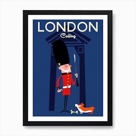 London Calling Poster Blue & Red Art Print