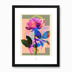 Rose 8 Neon Flower Collage Poster Art Print