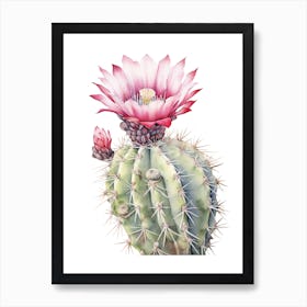 Austrocylindropuntia Subulata Cactus Watercolour Drawing 1 Art Print