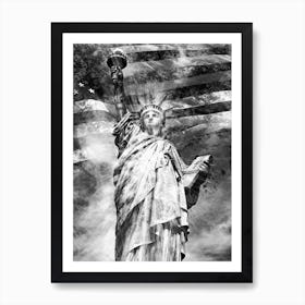 Monochrome Art Statue Of Liberty Art Print