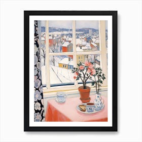 The Windowsill Of Oslo   Norway Snow Inspired By Matisse 1 Art Print