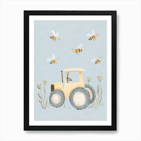 Bees On A Tractor 1 Art Print