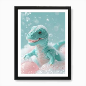 Pastel Toy Dinosaur In The Bubble Bath 2 Art Print