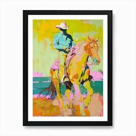 Pink And Yellow Cowboy Painting 2 Art Print