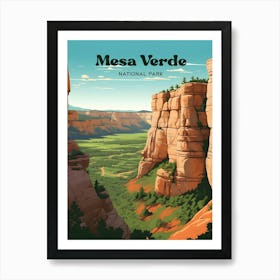 Mesa Verde National Park Colorado Mountain Travel Illustration Art Print