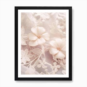 White Flowers On Lace Art Print