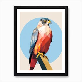 Colourful Geometric Bird Eurasian Sparrowhawk Art Print