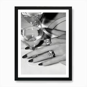 Bar Cart Woman Drinking Wine Art Print