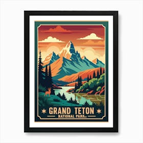 Vintage Grand Teton National Park Art Print