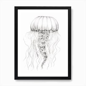 Sea Nettle Jellyfish Cartoon 3 Art Print