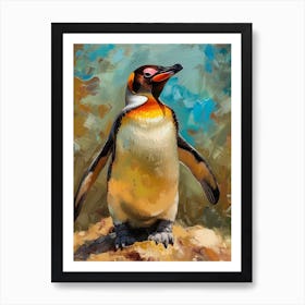 Galapagos Penguin Livingston Island Colour Block Painting 2 Art Print