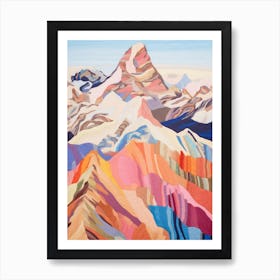 Aoraki New Zealand 1 Colourful Mountain Illustration Art Print