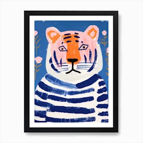 Playful Illustration Of Tiger For Kids Room 1 Art Print